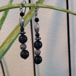 Onyx and silver earrings